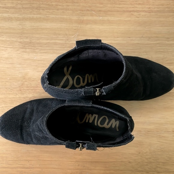 Sam Edelman Distress Black Suede Heeled Booties, Size 8 - Picture 7 of 16